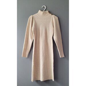 YAS Highneck Fitted Knit Sweater Dress Women’s New No Tags XS 3 Buttons Shoulder